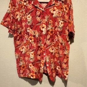 Northcrest Red Floral Button Down Shirt